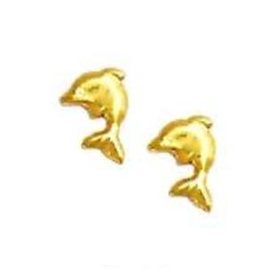 Jewelryweb 14k Yellow Dolphin Friction-Back Post Earrings Jewelryweb 14k Yellow Dolphin Friction-Back Post Earrings