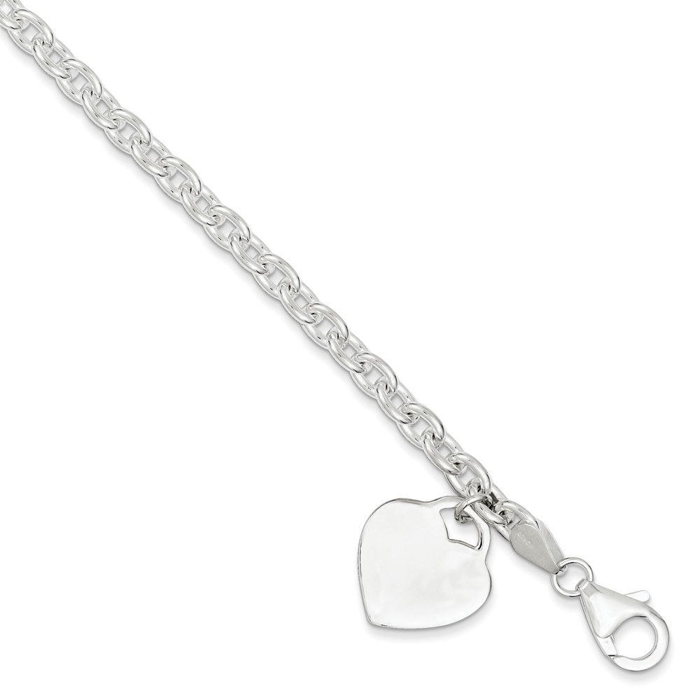 Jewelryweb Sterling Silver 1.5mm Heart Charm Bracelet - 8.5 Inch - Lobster Claw at Sears.com