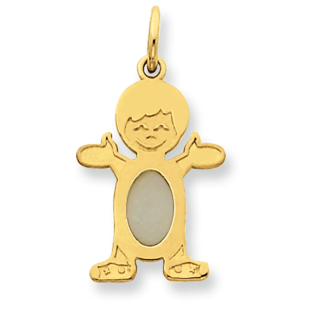Jewelryweb 14K Boy 6x4 Oval Genuine Opal October Birthstone Pendant at Sears.com