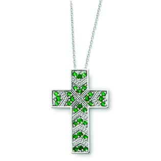 Jewelryweb Sterling Silver May CZ Birthstone Cross Necklace - 18 Inch Jewelryweb Sterling Silver May CZ Birthstone Cross Necklace - 18 Inch