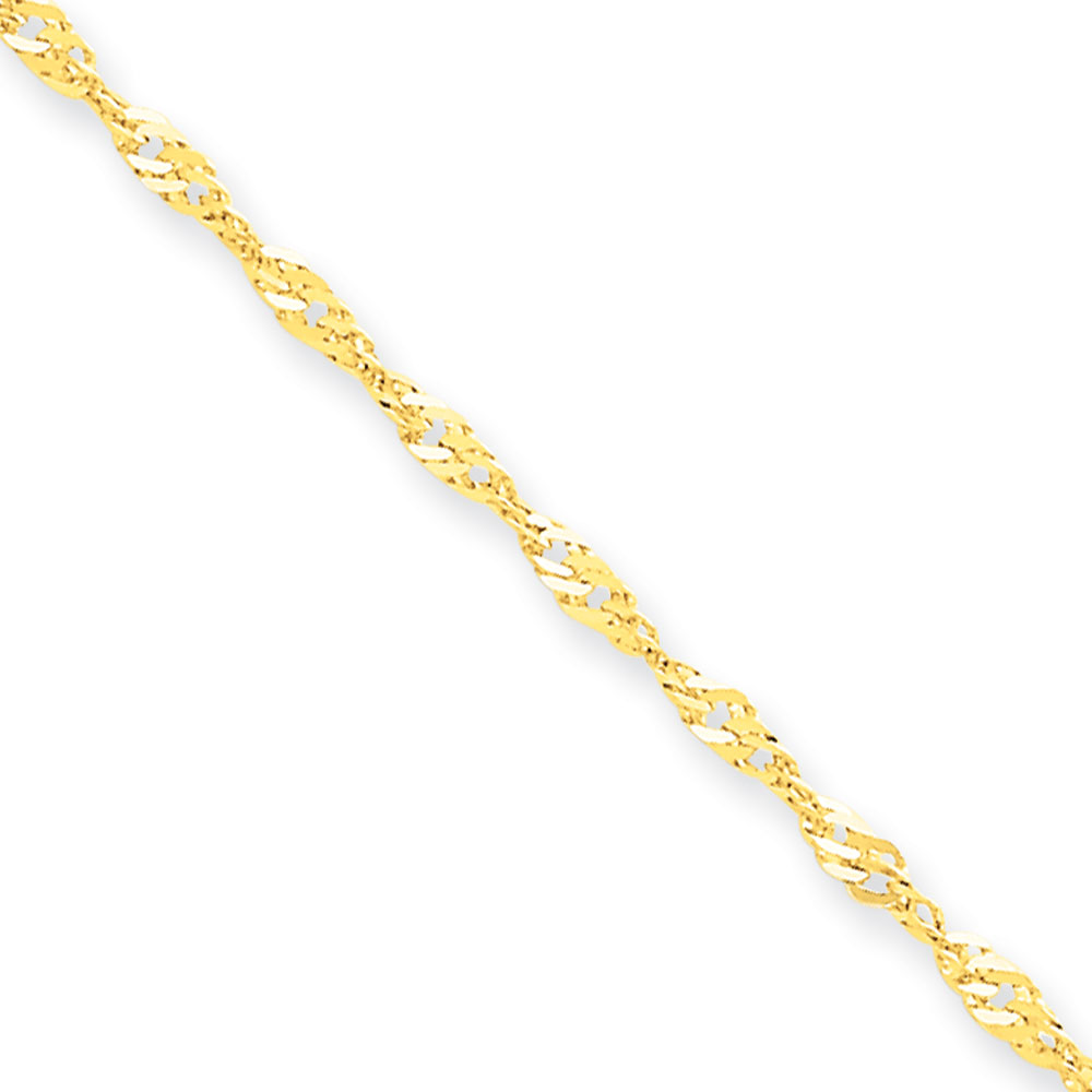 Jewelryweb 10k 2.25mm Singapore Chain Anklet - 9 Inch - Lobster Claw at Sears.com