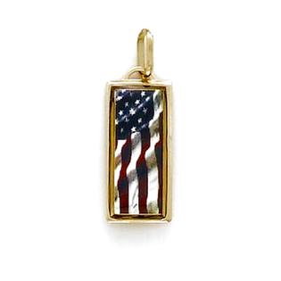 Jewelryweb 14k Waving American Flag Medallion Pendant Jewelryweb 14k Waving American Flag Medallion Pendant