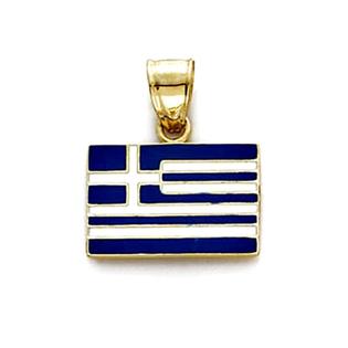 Jewelryweb 14k Enamel Greece Flag Pendant Jewelryweb 14k Enamel Greece Flag Pendant