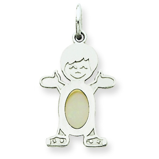 Jewelryweb 14k White Gold Boy 7x5 Oval Genuine Opal October Pendant at Sears.com