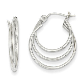 Jewelryweb 14k White Gold Triple Hoop Earrings - Measures 20x20mm Jewelryweb 14k White Gold Triple Hoop Earrings - Measures 20x20mm
