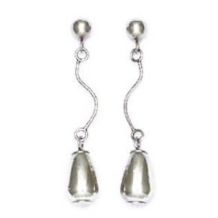 Jewelryweb 14k White Tear Drop Friction-Back Post Earrings Jewelryweb 14k White Tear Drop Friction-Back Post Earrings