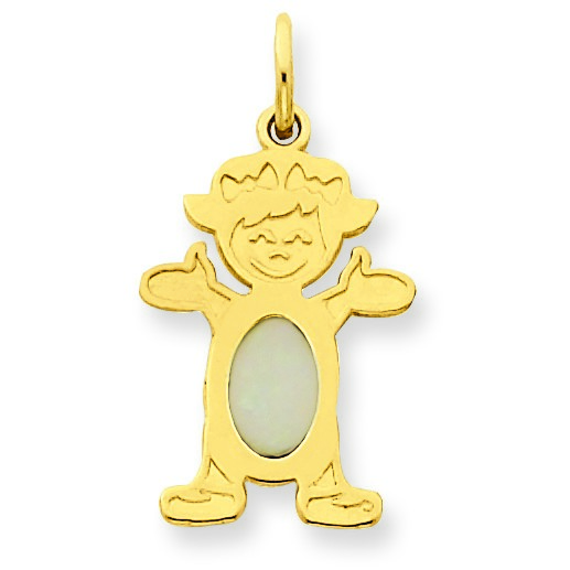 Jewelryweb 14K Girl 7x5 Oval Genuine Opal October Birthstone Pendant at Sears.com