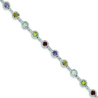 Jewelryweb Sterling Silver Genuine Rainbow Bracelet - 7 Inch - Box Clasp Jewelryweb Sterling Silver Genuine Rainbow Bracelet - 7 Inch - Box Clasp