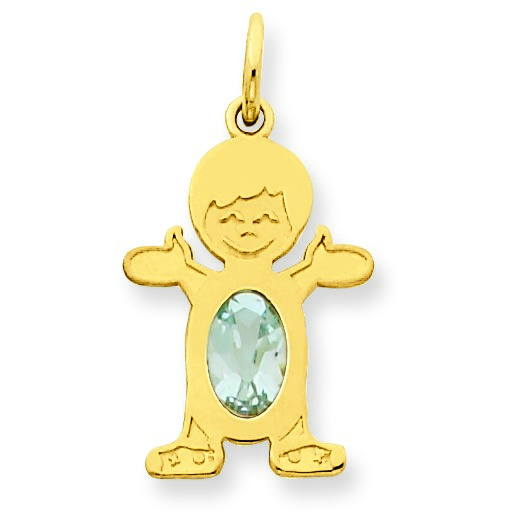 Jewelryweb 14K Boy 7x5 Oval Genuine Aquamrine March Birthstone Pendant at Sears.com