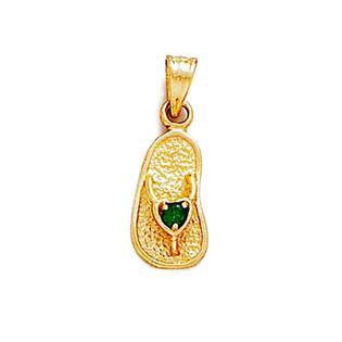 Jewelryweb 14k 2.5mm Emerald-Green Birthstone Sandal Pendant Jewelryweb 14k 2.5mm Emerald-Green Birthstone Sandal Pendant