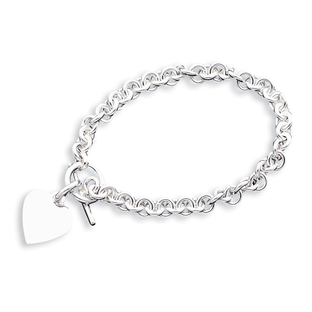 Jewelryweb Sterling Silver Heart Disc Fancy Toggle Bracelet - 8.75 Inch at Sears.com