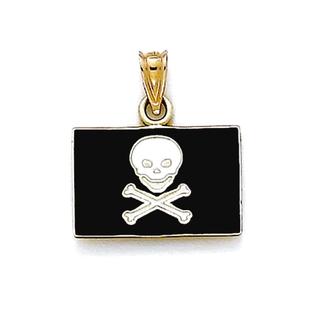 Jewelryweb 14k Enameled Pirate Flag Pendant Jewelryweb 14k Enameled Pirate Flag Pendant