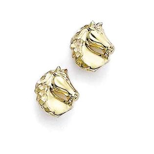 Jewelryweb 14k Horsehead Post Earrings Jewelryweb 14k Horsehead Post Earrings