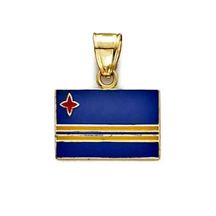 Jewelryweb 14k Enamel Aruba Flag Pendant Jewelryweb 14k Enamel Aruba Flag Pendant