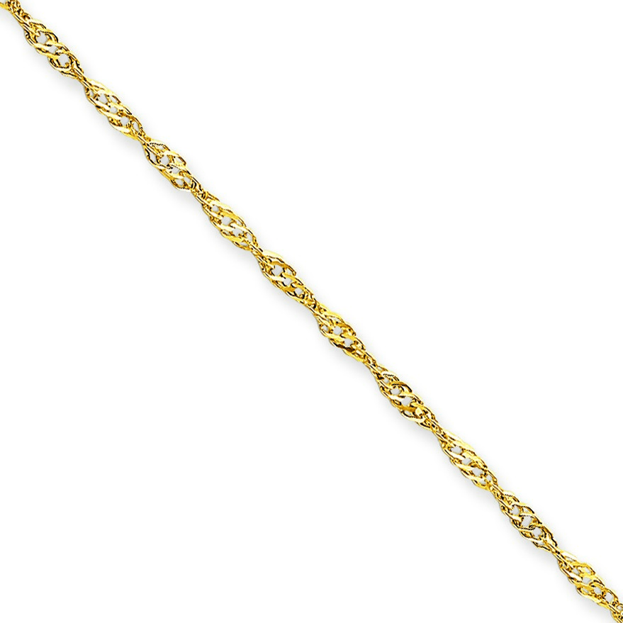 Jewelryweb 14k 3.00mm Singapore Anklet - 10 Inch - Lobster Claw at Sears.com