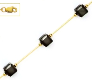 Jewelryweb 14k Yellow 6 mm Cube Black Crystal Bar Station Necklace - Choice 16-inch at Sears.com