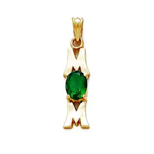 Jewelryweb 14k Emerald-Green Birthstone Mom Pendant 1 3/16 Inch Long Jewelryweb 14k Emerald-Green Birthstone Mom Pendant 1 3/16 Inch Long