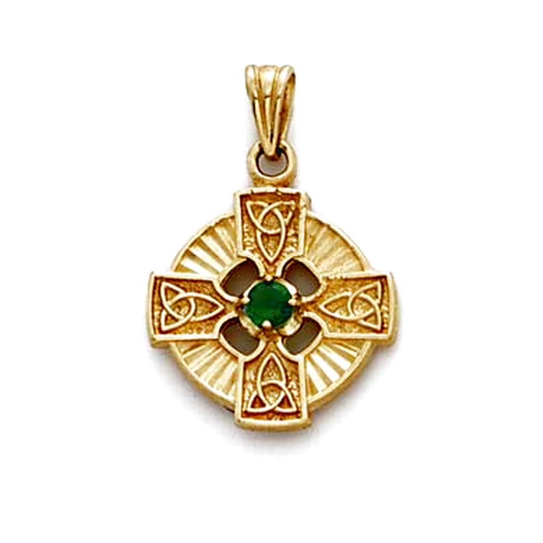 Jewelryweb 14k Celtic Cross Synthetic Emerald Pendant at Sears.com