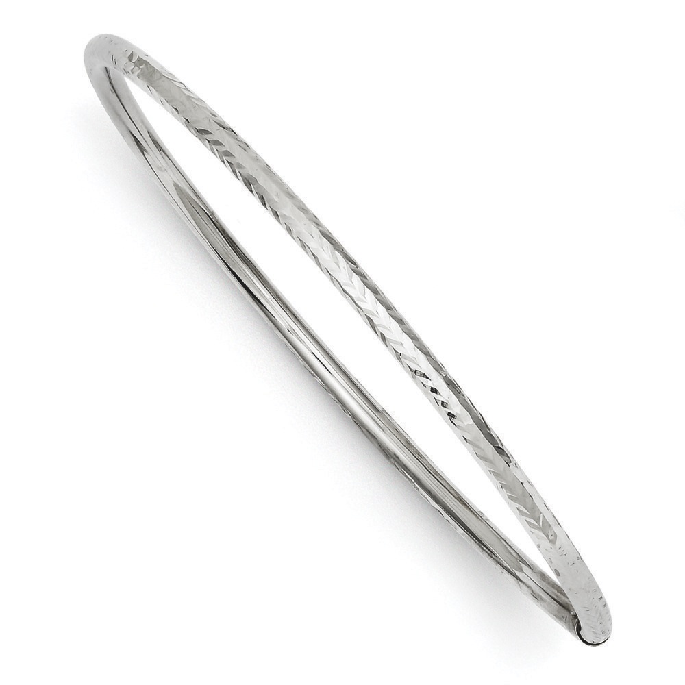 Jewelryweb 14k White Gold 3mm Diamond-Cut Bangle Bracelet at Sears.com