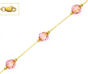 Jewelryweb 14k Yellow 6 mm Round Light-Rose Crystal Necklace - Choice 16-inch at Sears.com