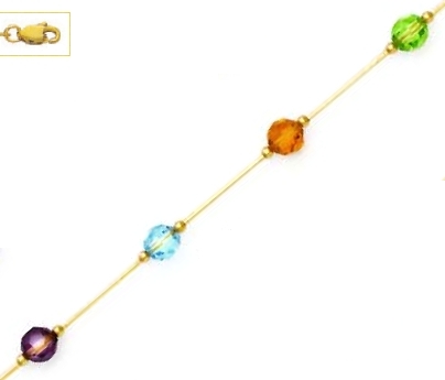 Jewelryweb 14k 6 mm Round Orange Green Purple and Blue Crystal Necklace - Choice 16-inch at Sears.com