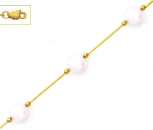 Jewelryweb 14k Yellow 7 mm Round Light-Rose Crystal Pearl Necklace - Choice 16-inch at Sears.com