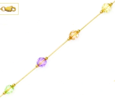 Jewelryweb 14k 6 mm Round Purple Peach Cream and Green Crystal Necklace - Choice 18-inch at Sears.com