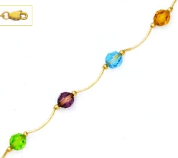 Jewelryweb 14k 6 mm Round Green Purple Blue and Orange Crystal Necklace - Choice 16-inch at Sears.com
