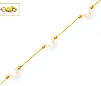 Jewelryweb 14k Yellow 7 mm Round White Crystal Pearl Necklace - Choice 18-inch at Sears.com