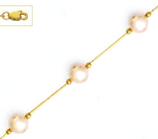 Jewelryweb 14k Yellow 7 mm Round Light-Cream Crystal Pearl Necklace - Choice 18-inch at Sears.com