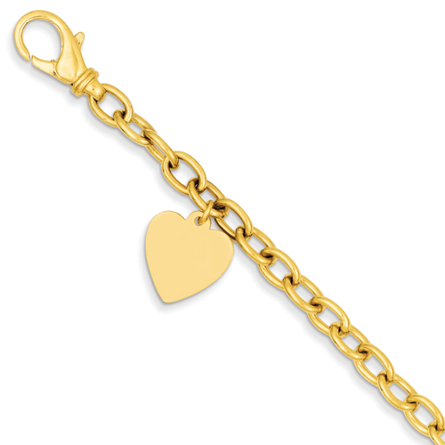 Jewelryweb 14k 8.5 Inch Engraveable Heart Charm Bracelet - Lobster Claw at Sears.com