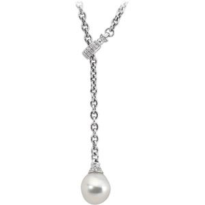 Jewelryweb 18k Wht Gold S. Sea Cult. Pearl Diamond Necklc 15mm Baroque at Sears.com