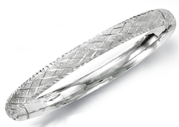 Jewelryweb 14k White 6 mm Matt Finish Design Bangle Bracelet - 7 Inch at Sears.com