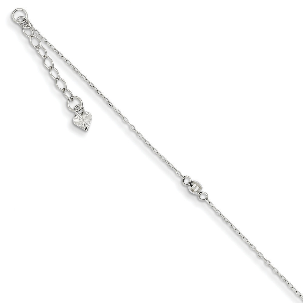 JewelryWeb 14K White Gold Mirror Beaded Anklet - 9 Inch JewelryWeb 14K White Gold Mirror Beaded Anklet - 9 Inch