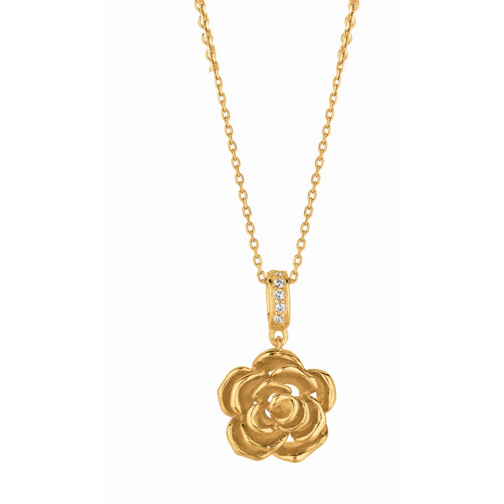 JewelryWeb Sterling Silver Rhodium Yellow Gold Plated Flower Rose CZ ...