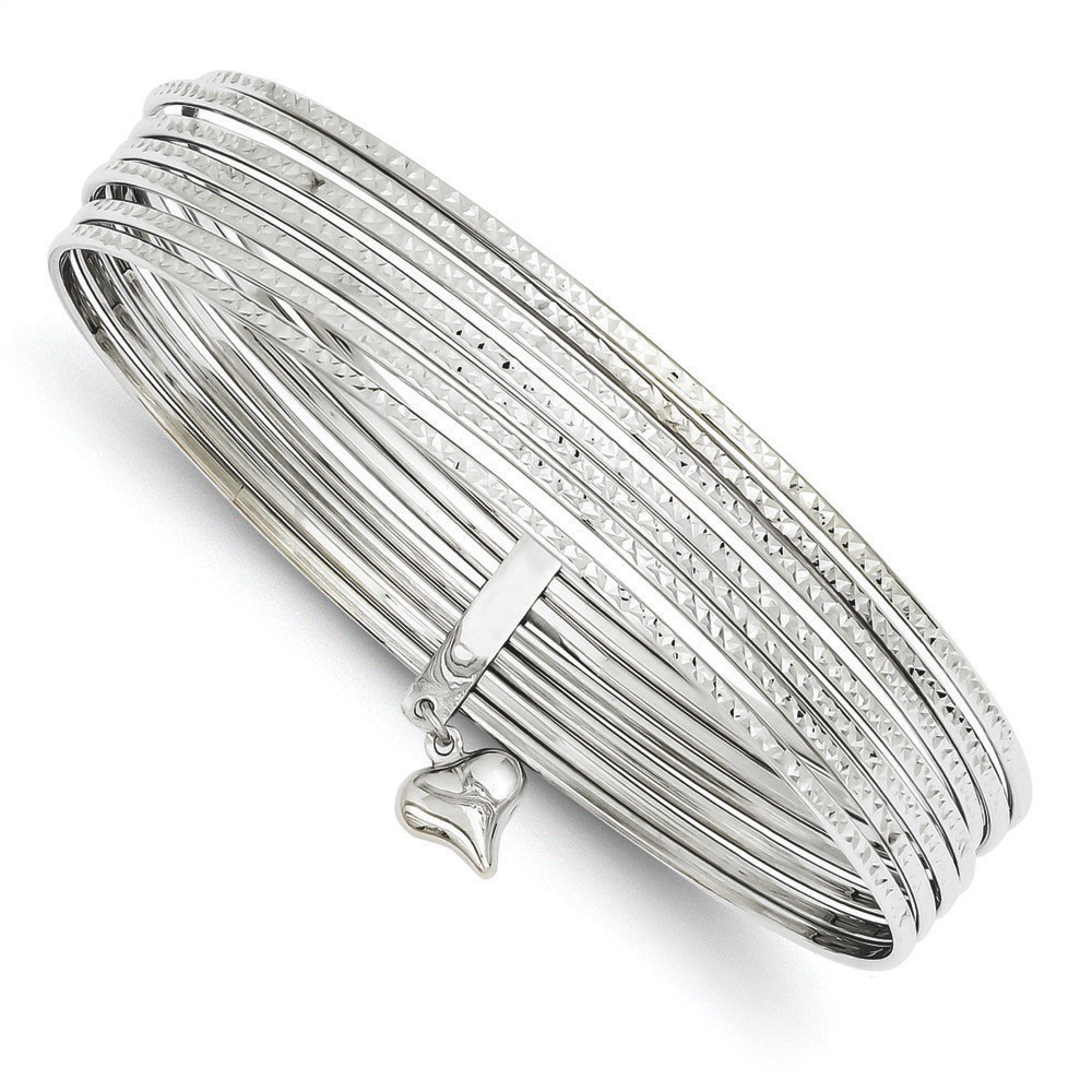 Jewelryweb 14k White Gold Diamond-Cut Slip 7 Bangle Bracelets at Sears.com