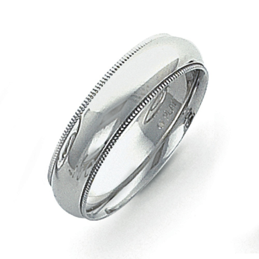 Jewelryweb Platinum 6mm Comfort-Fit Milgrain Size 5 Wedding Band Ring at Sears.com