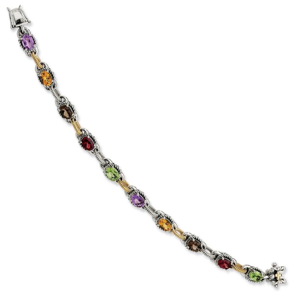 Jewelryweb Sterling Silver With 14k 8.12tw Multi Gemstone 7.5inch Bracelet at Sears.com