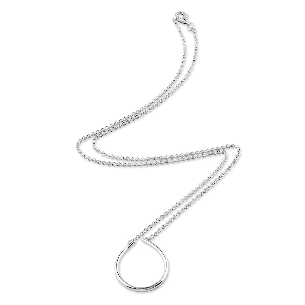 Jewelryweb Sterling Silver Oval Charm Holder Necklace - 17 Inch at Sears.com