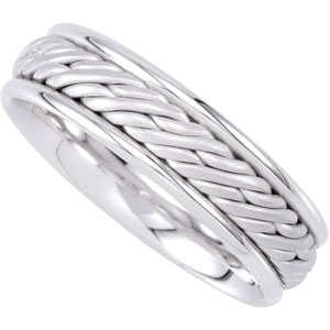 Jewelryweb 14k White Gold Bridal Engagement Ring Duo 6.5mm Hand Woven Comfort Fit Band - Size 5.5 at Sears.com