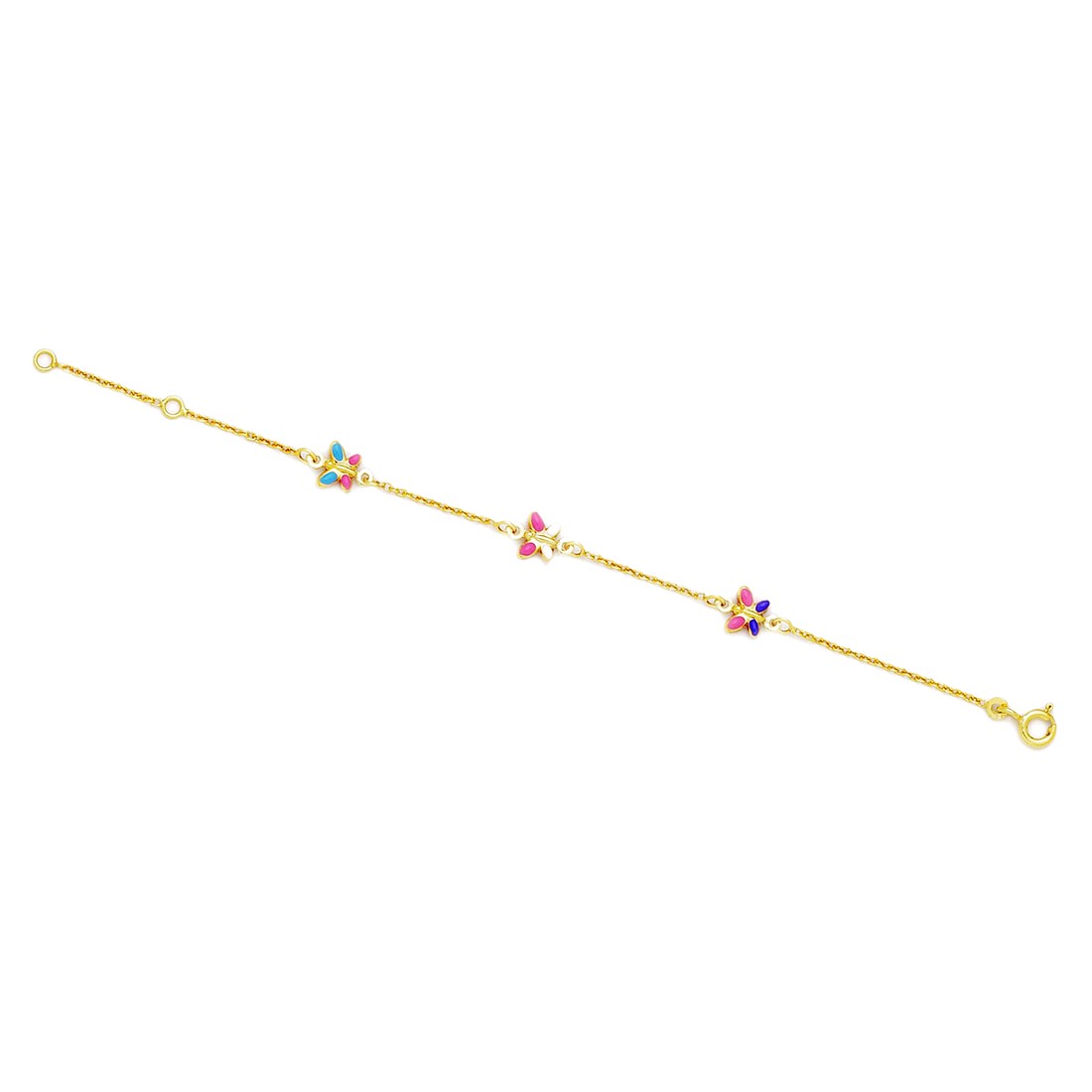 Jewelryweb 14k Yellow Gold 5.75 Inch Adjustable Three Butterfly Enamel Baby Id Bracelet - Measures 7mm at Sears.com