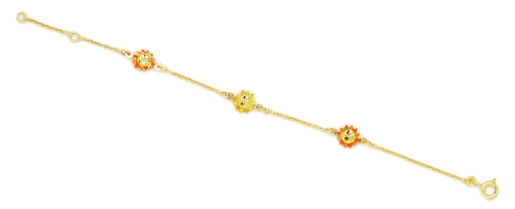 Jewelryweb 14k Yellow Gold 5.75 Inch Adjustable Three Sun Enamel Baby Id Bracelet - Measures 7mm at Sears.com