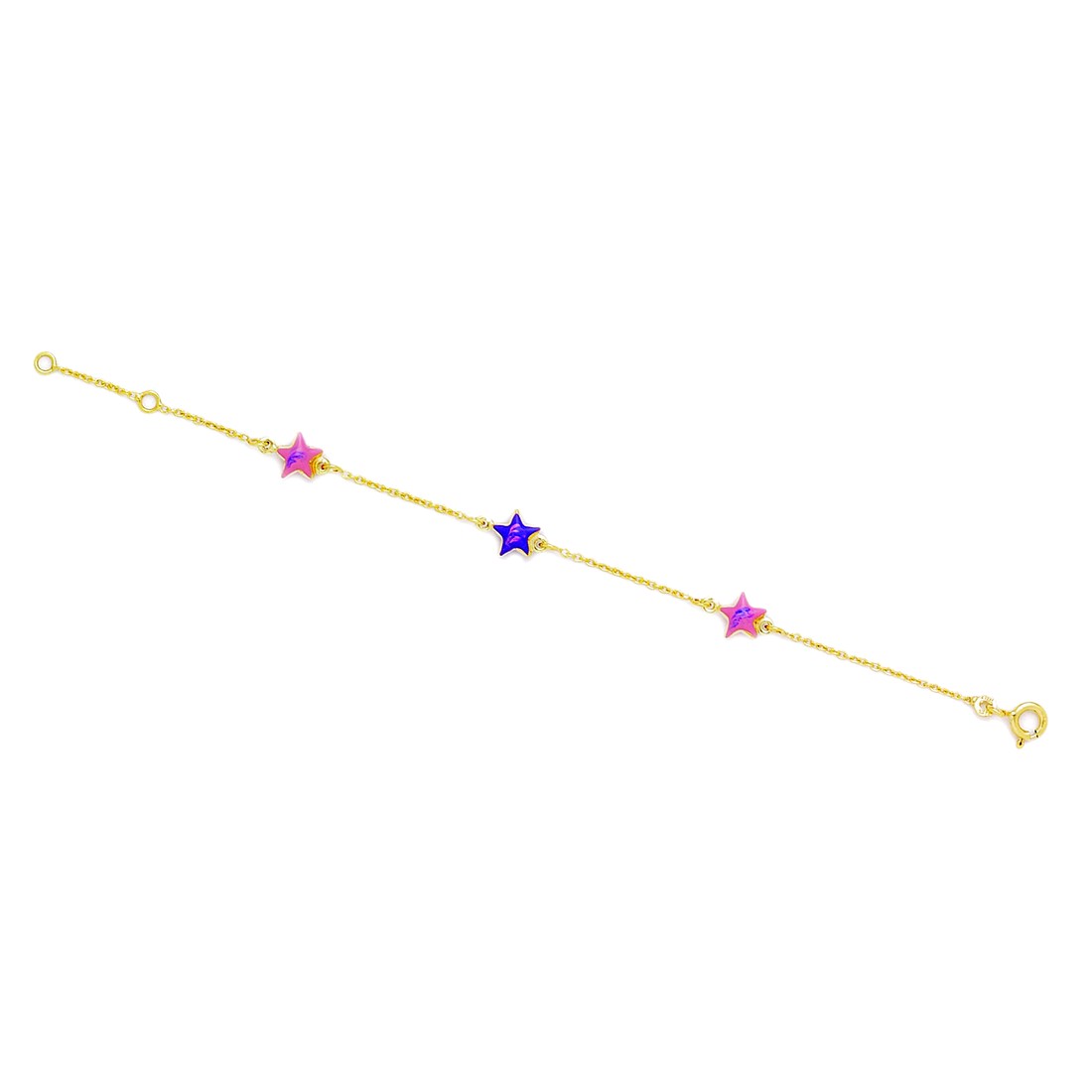 Jewelryweb 14k Yellow Gold 5.75 Inch Adjustable Three Stars Enamel Baby Id Bracelet - Measures 7mm at Sears.com