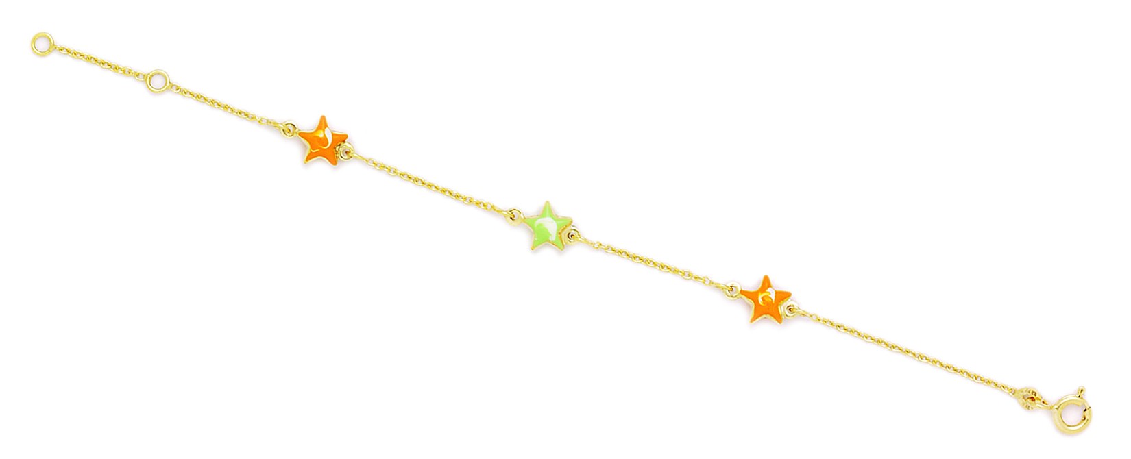 Jewelryweb 14k Yellow Gold 5.75 Inch Adjustable Three Stars Enamel Baby Id Bracelet - Measures 7mm at Sears.com