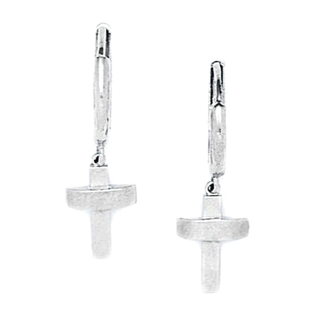 Jewelryweb 14k White Gold Cross Drop Hinged Earrings - Measures 25x8mm at Sears.com