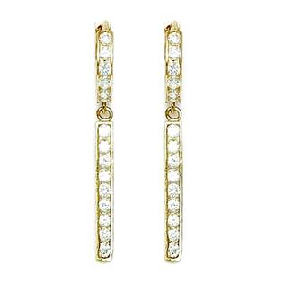 Jewelryweb 14k Yellow Gold CZ Chain Hinged Dangle Earrings - Measures 36x13mm Jewelryweb 14k Yellow Gold CZ Chain Hinged Dangle Earrings - Measures 36x13mm