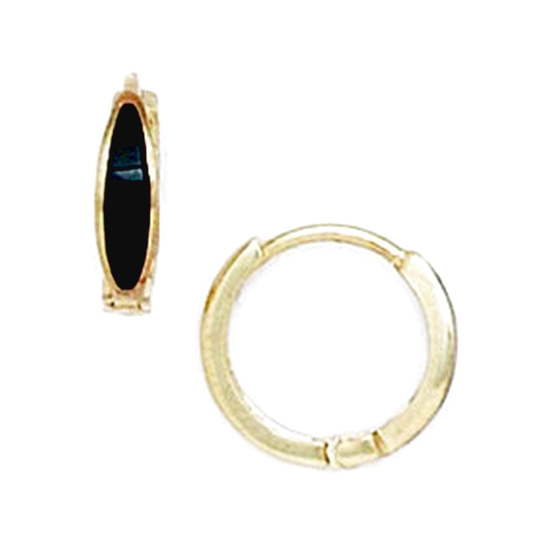 Jewelryweb 14k Yellow Gold Round Onyx Hinged Earrings - Measures 11x11mm at Sears.com