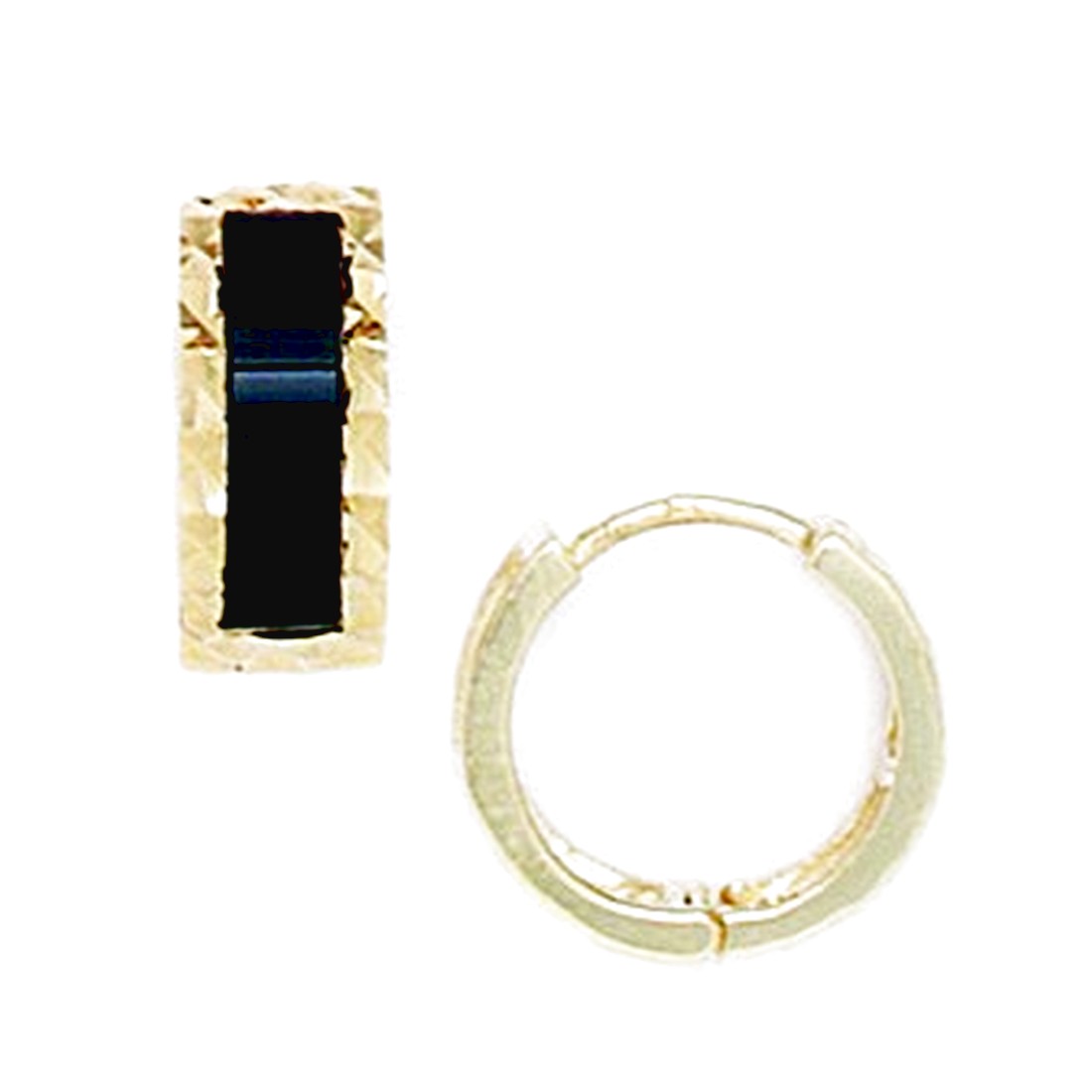 Jewelryweb 14k Yellow Gold Round Onyx Hinged Earrings - Measures 12x13mm at Sears.com