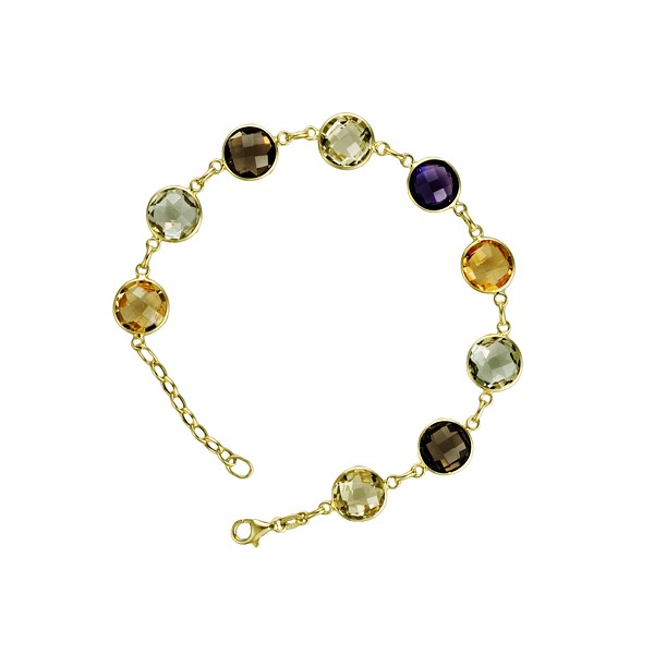 Jewelryweb 14k Yellow Multi-color Stones Citrine Lemon Quartz Smoke Quartz Bracelet at Sears.com