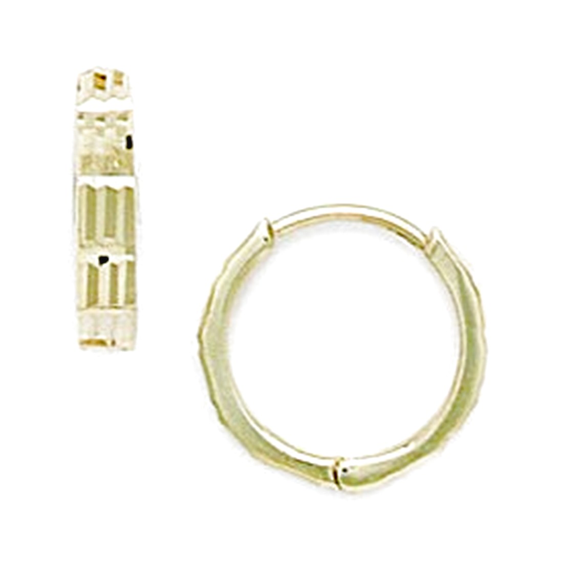 Jewelryweb 14k Yellow Gold Diamond-cut Hinged Earrings - Measures 12x12mm at Sears.com